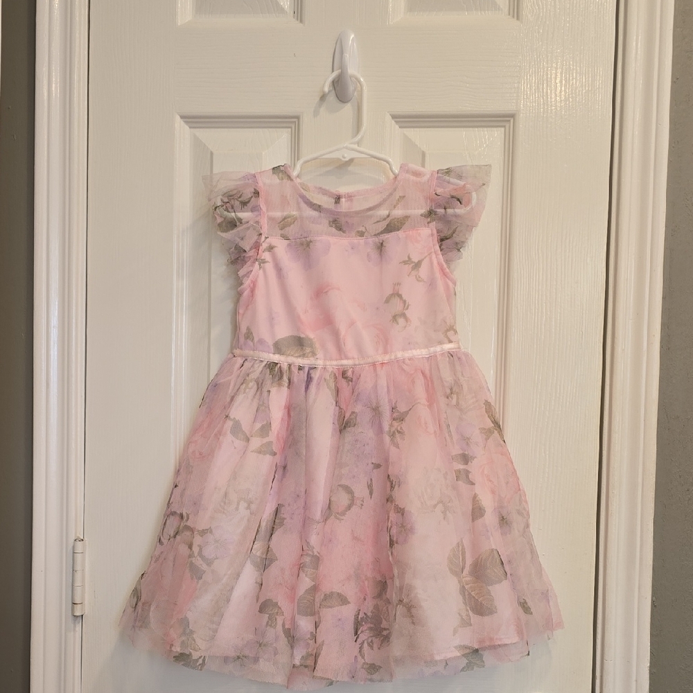Floral Pink Girls Formal Dress